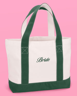 Bride Boat Tote - embroidered cotton tote