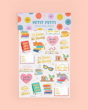 Book Lover Tats - 48 foil temporary tattoos