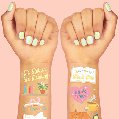 Book Lover Tats - 48 foil temporary tattoos
