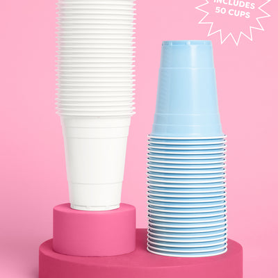 Blue + White Cups - 50 matte 16 oz cups