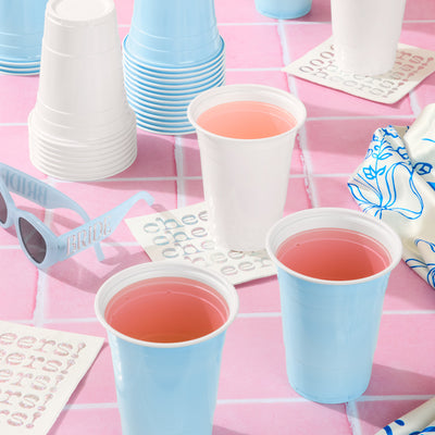 Blue + White Cups - 50 matte 16 oz cups