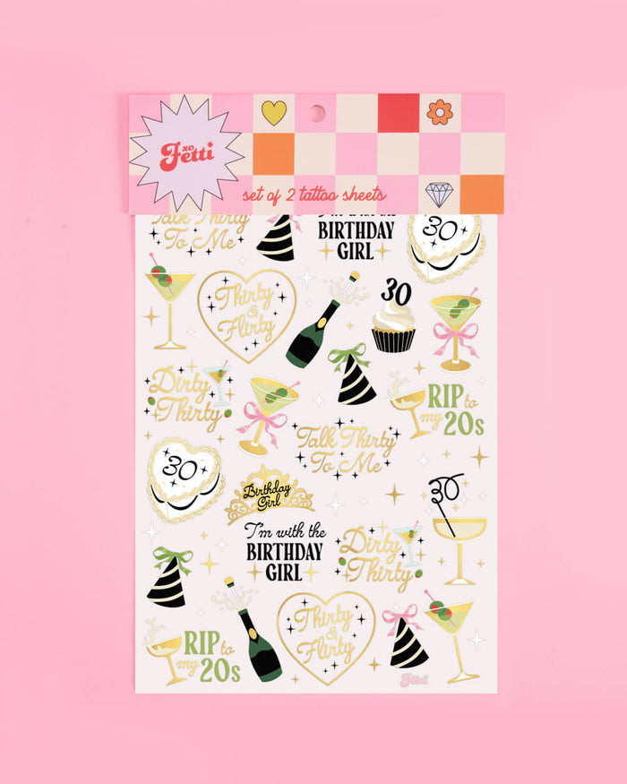 Dirty 30 Bday Tats - 50 temporary tattoos