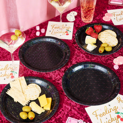 Black Shimmer Plates - 25 paper plates