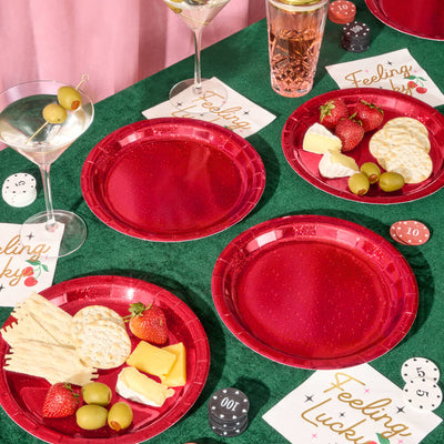 Red Shimmer Plates - 25 paper plates