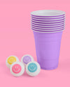 Purple Smiley Pong - 50 cups + 4 pong balls