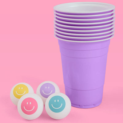 Purple Smiley Pong - 50 cups + 4 pong balls