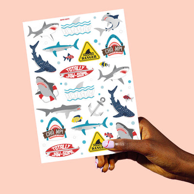 Shark Temporary Tattoos - 38 metallic temporary tattoos