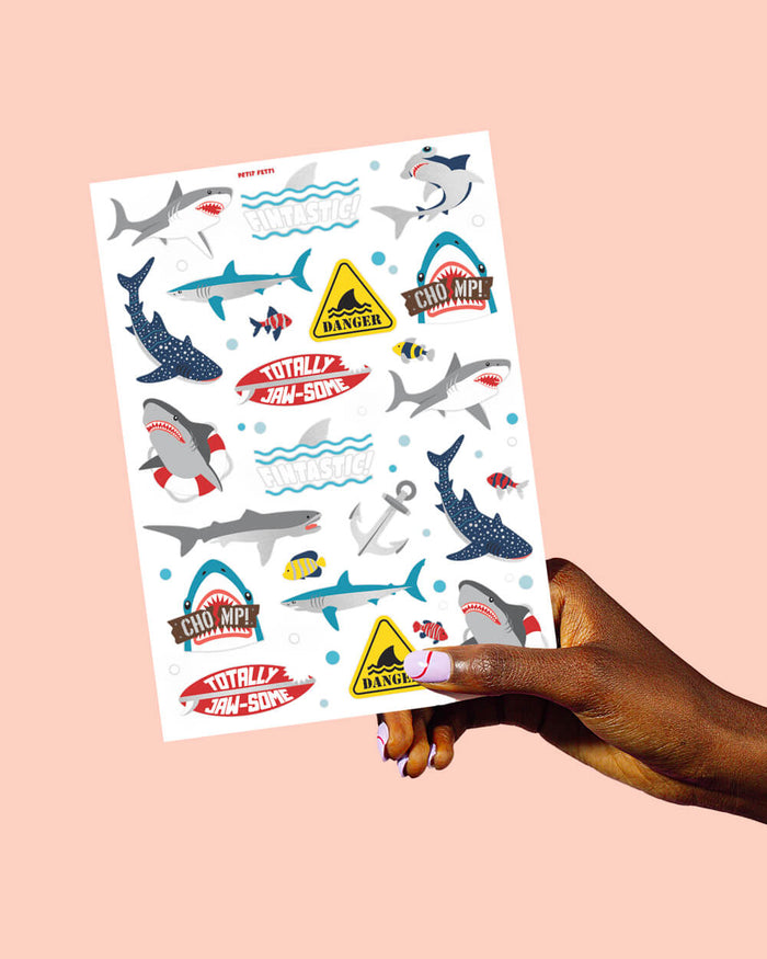 Shark Temporary Tattoos - 38 metallic temporary tattoos