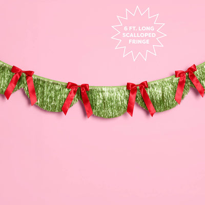 Holiday Bow Fringe Banner - festive garland