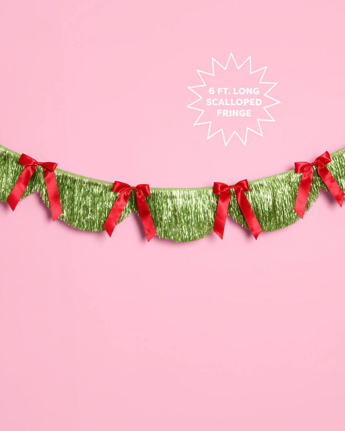Holiday Bow Fringe Banner - festive garland