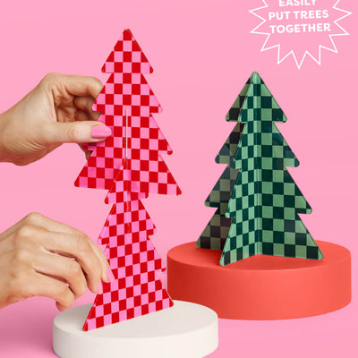 Checked Out Christmas Trees - 4 acrylic trees