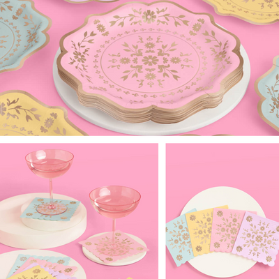 Tea Time Pack - plates, napkins + coupe glasses