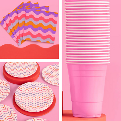 Groovy Party Pack - plates, napkins + cups