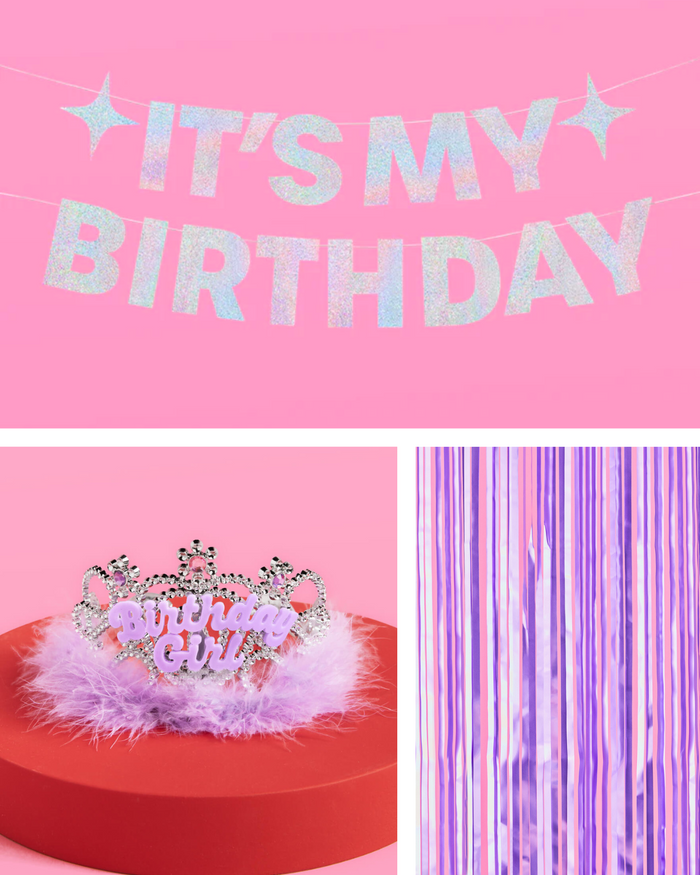 Purple Princess Pack - banner, tiara + curtain
