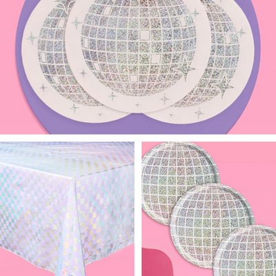 Shimmer Disco Pack - tablecloth, plates + napkins