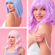 Pastel Wig Pack - pink, purple + blue wigs