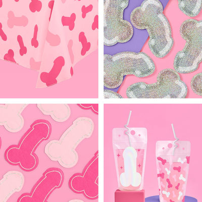 Same Penis Table Pack - plates, napkins, drink pouches + tablecloth