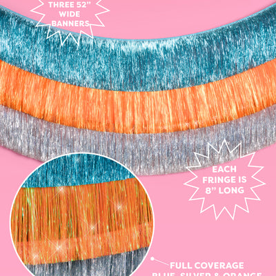 Showgirl Fringe Pack - teal + orange fringe banners
