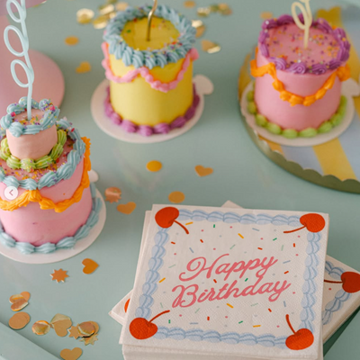 Cherry Bday Napkins - 25 sprinkle napkins