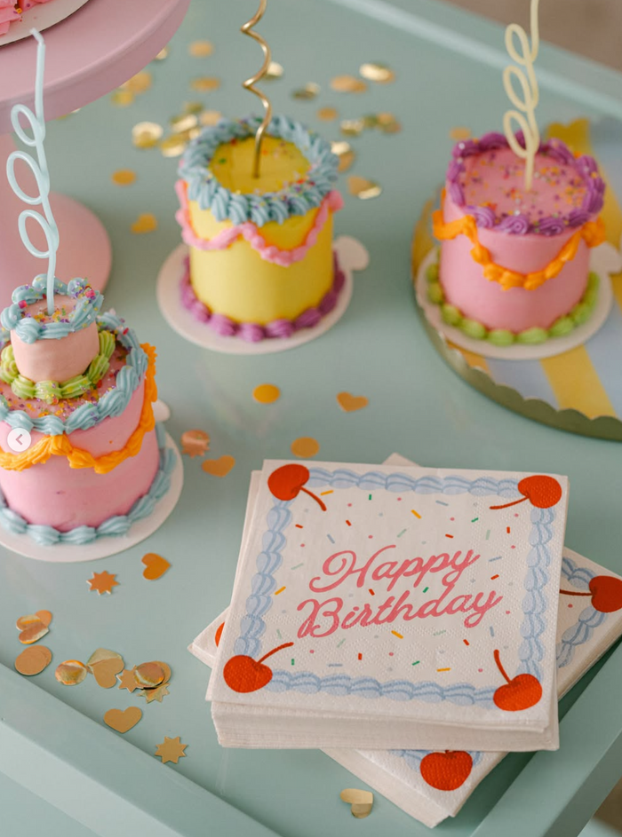 Cherry Bday Napkins - 25 sprinkle napkins