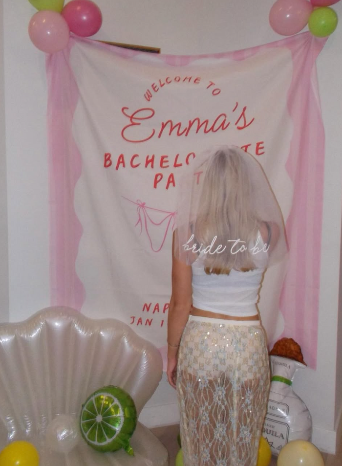 Bride To Be Veil - white embroidered veil