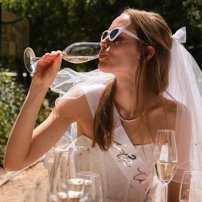 C'est La Vie Sash - white + rose gold sash