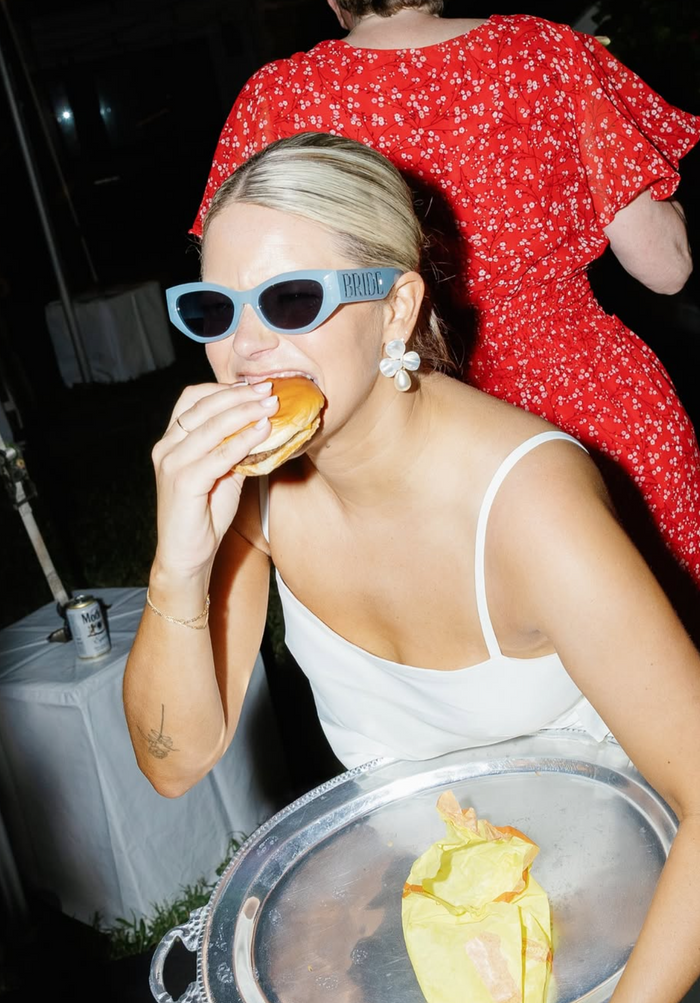 Something Blue Sunnies - bride embossed sunglasses