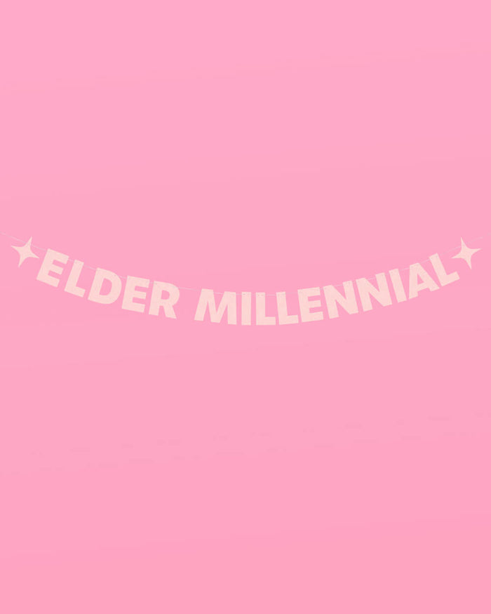 Elder Millennial Banner - pink glitter banner