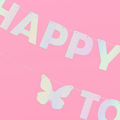 HBD To Me 🦋 Banner - iridescent foil banner