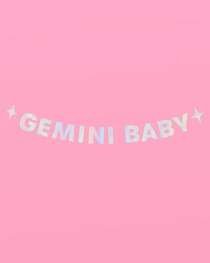 Gemini Baby Banner - iridescent foil banner