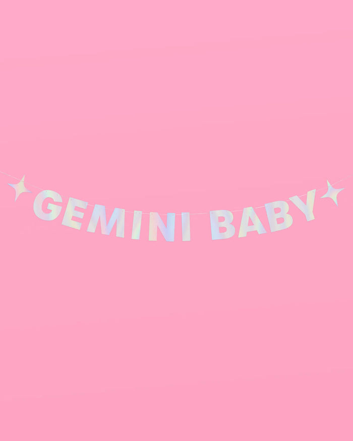 Gemini Baby Banner - iridescent foil banner