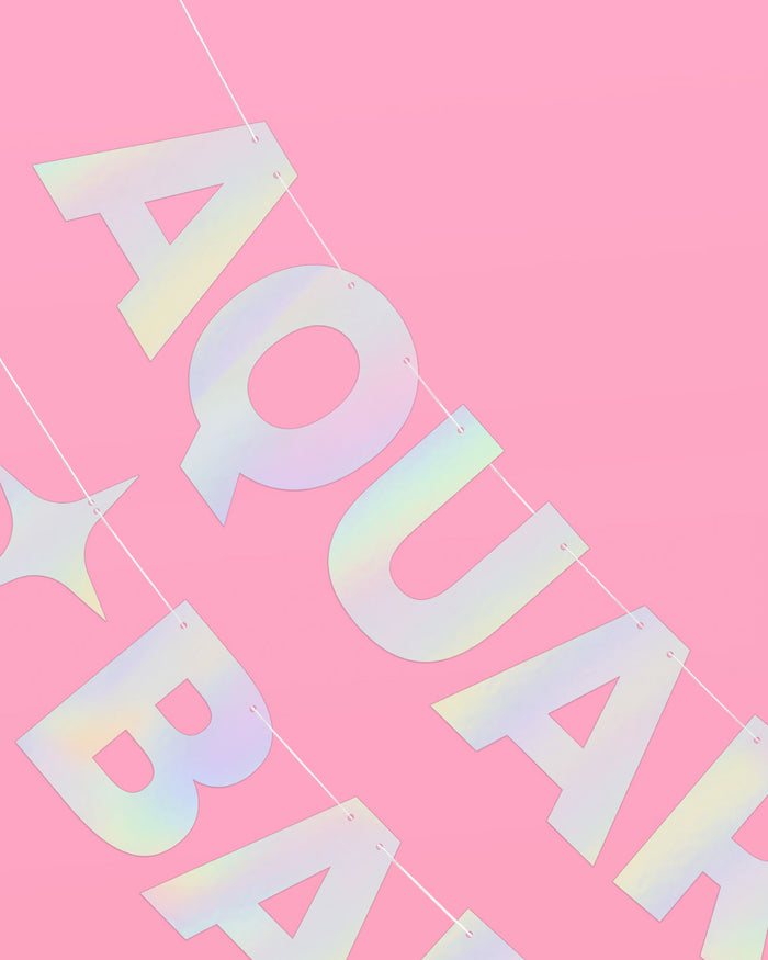 Aquarius Baby Banner - iridescent foil banner