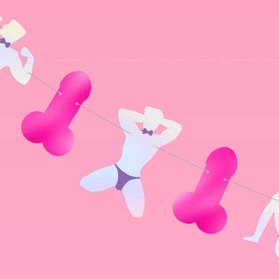 Sorry Mom Banner - iridescent + pink foil banner