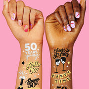 50 and Fabulous Tats - 38 gold + silver foil tattoos