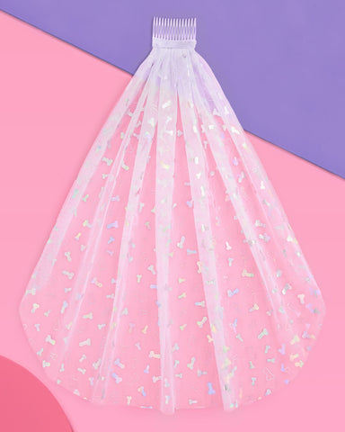 Sorry Mom Veil - iridescent foil penis veil