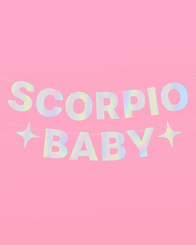 Scorpio Baby Banner - iridescent foil banner