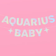 Aquarius Baby Banner - iridescent foil banner