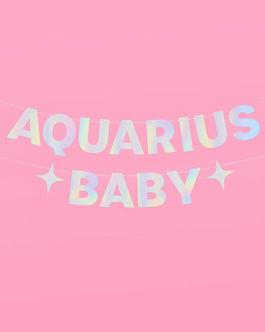 Aquarius Baby Banner - iridescent foil banner