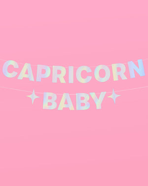 Capricorn Baby Banner - iridescent foil banner