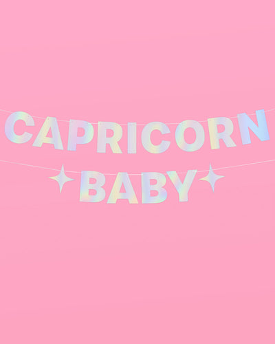 Capricorn Baby Banner - iridescent foil banner