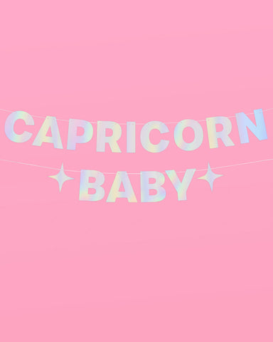 Capricorn Baby Banner - iridescent foil banner