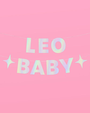 Leo Baby Banner - iridescent foil banner