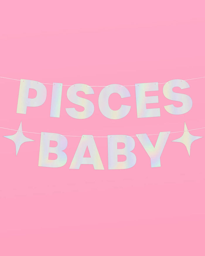 Pisces Baby Banner - iridescent foil banner