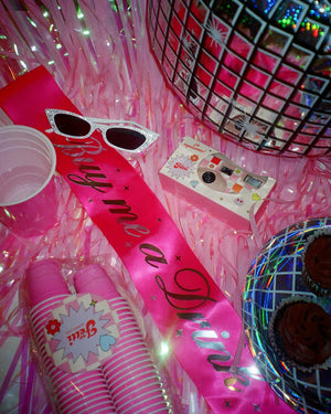 Buy Me a Drink Sash - hot pink silk + foil