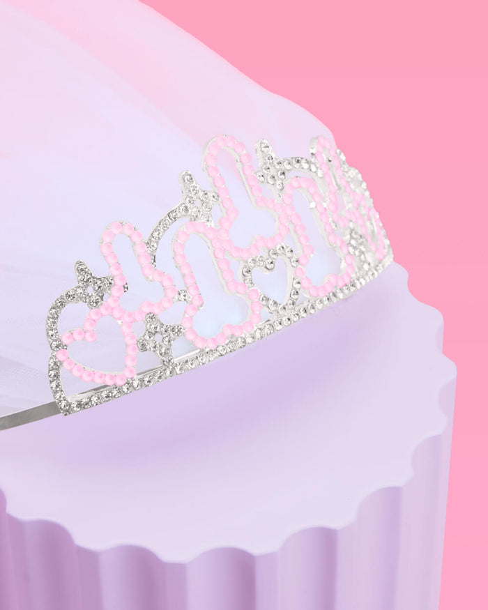 The Penis Tiara - rhinestone tiara + veil