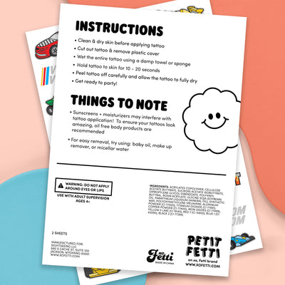 Racecar Tats - 44 foil temporary tattoos