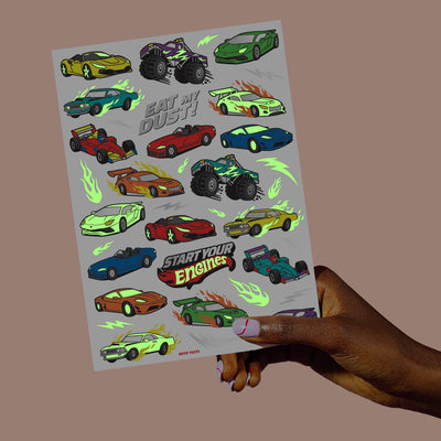 Vroom Vroom Glo Tats - 42 foil temporary tattoos