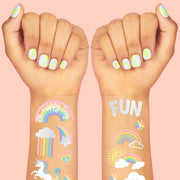 Rainbow Glitter Tattoos - 46 temporary tattoos
