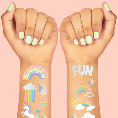Rainbow Glitter Tattoos - 46 temporary tattoos