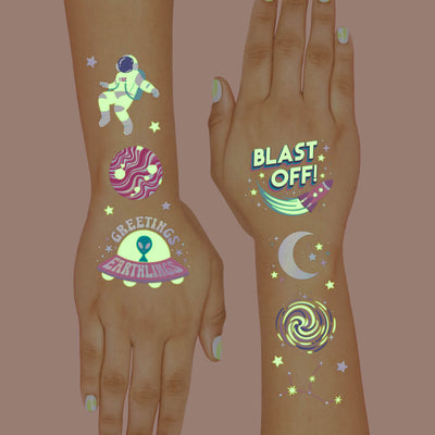 Space Girl Glo Tats - 46 temporary tattoos